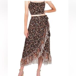 NEW Super Natural By Secret Mission Janice Skirt Set in brown ditsy floral